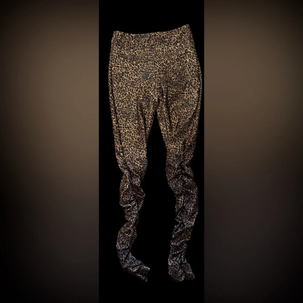 KiraGrace Leopard Print High Waist Yoga S Leggings Pilates Princess Athleisure - Picture 4 of 7